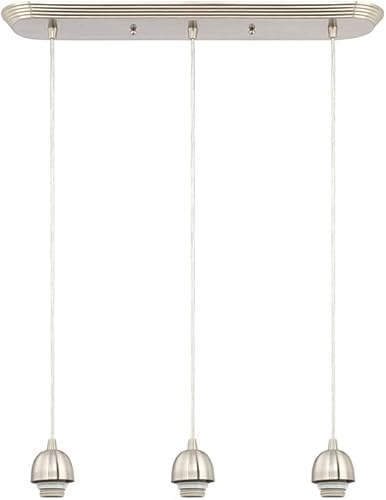 Miniatura 1 de Westinghouse Tres luces interiores 6301200 3Lgt NI Mini colgante, níquel cepillado, blanco