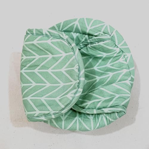 Image of Swayam Microfiber Cloth Roti Casserole | Hot Chapati Box | Washable Bread Basket | 22 cm Round Roti Basket | Geometric Design - Green