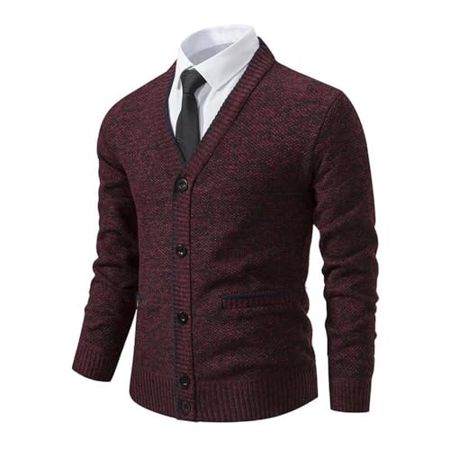 Men V Neck Knitted Cardigan Sweater Casual Fit Button Front Long Sleeve Knitwear Pullover2