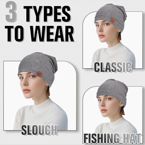 GXCROR Damen Herren Beanie, Slouch Beanie Mütze - Weiche Baumwolle, Atmungsaktive Longbeanie für Chemo & Alle Jahreszeiten