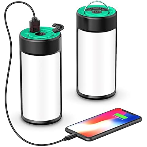 LED Camping Lights, CT CAPETRONIX Rechargeable Camping Lanterns with 400LM 5 Light Modes Water-Resistant, Portable Emergency Tent Lights for Camping Power Cuts Hiking (2-Pack, Lake Blue) Cover