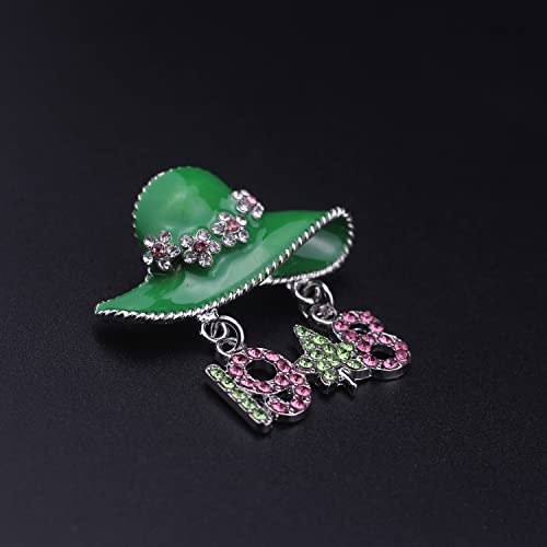 Image of Sorority Paraphernalia Gift Greek Sorority Jewelry Pink and Green Brooch Pin for Women Leaf Pedant Jewelry Sisterhood Graduation Gift