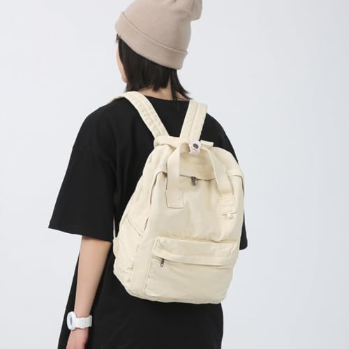 Image of MaxxCloud Vintage Canvas Backpack Purse Tote Satchel Hiking Daypack Travel Bag Handbag Rucksack (583 beige)