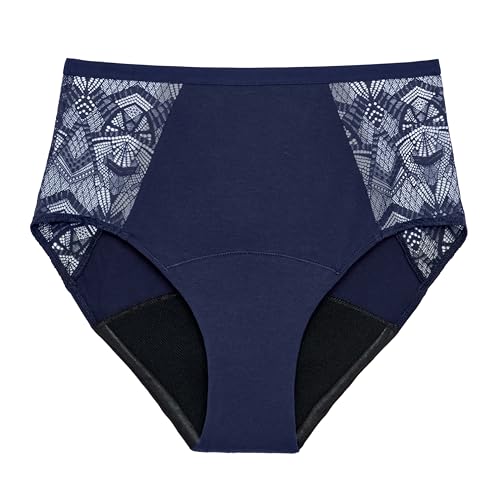 Thinx Ultra-Soft Period Underwear, Hi-Waist Leakproof Underwear for Women, Holds Up to 12 Regular Tampons, Period Panties, Reusable, Comfortable, & Flexible, Spicy with Lace, 3X