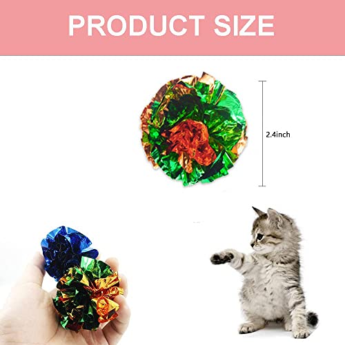zukent 10Pcs Cat Crinkle Balls Cat Toys Cat Balls Chew and Chase Kitten Toys Lightweight and Multicolor Crinkle Paper Ball for Cats Kitten Dog Playing Indoor Active - Image 2