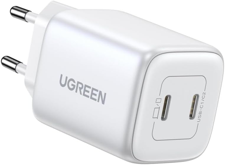 UGREEN Nexode 45W Dual USB-C PD şarj cihazı (25W+20W), beyaz