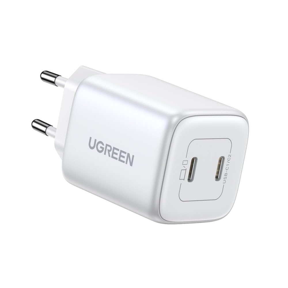 UGREEN Nexode 45W Dual USB-C PD şarj cihazı (25W+20W), beyaz