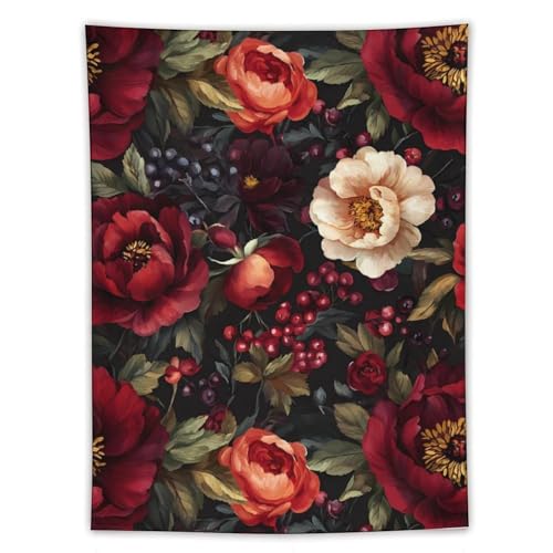 Tapiz de flores vintage con rosas oscuras victorianas que realza tus paredes