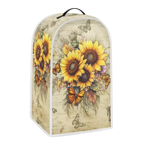 Image of Sunflower Butterfly Blender Dust Cover for Small Appliances Anti Fingerprint Food Processor Cover with Handle Blender Storage Bag for Coffee Makers or Juicers Kitchen Decor