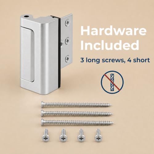 Image of Prime-Line U 11325 Door Reinforcement Lock - Add Extra, High Security to your Home and Prevent Unauthorized Entry - 3 inch Stop, Aluminum Construction, Brushed Chrome (Single Pack) | Add Extra High Security, Prevent Unauthorized Entry, 3 in. Stop, Solid Brass Construction