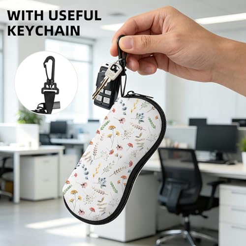 Image of Sunglasses Soft Case, Cute Ultra Light Portable Neoprene Zipper Eyeglass Glasses Case with Belt Clip for Men Women