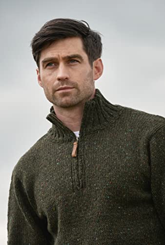 Aran Crafts Men's Irish Cable Knitted Half Zip Sweater (100% Donegal Wool)3