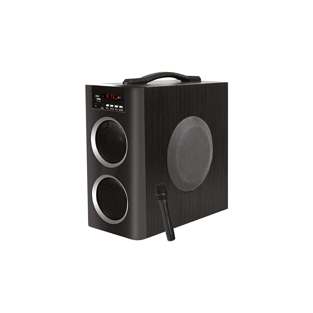 d-Power Beatbox Portable Multimedia Speaker with 25W 6000 PMPO with Wired Microphone High Bass Sound Pen-Drive FM Radio TF Card Aux-in & Remote Control (Black)
