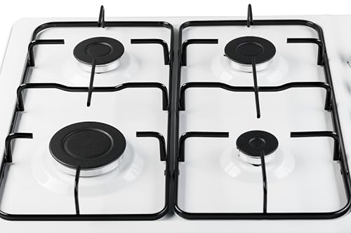 Premiertech Piano Cottura A Gas, 4 Fuochi, 60Cm, Smaltato Bianco, Da Incasso 56X48Cm, Acciaio Inox, Predisposto Metano E Kit Ugelli Gpl Inclusi, P460WH - 5