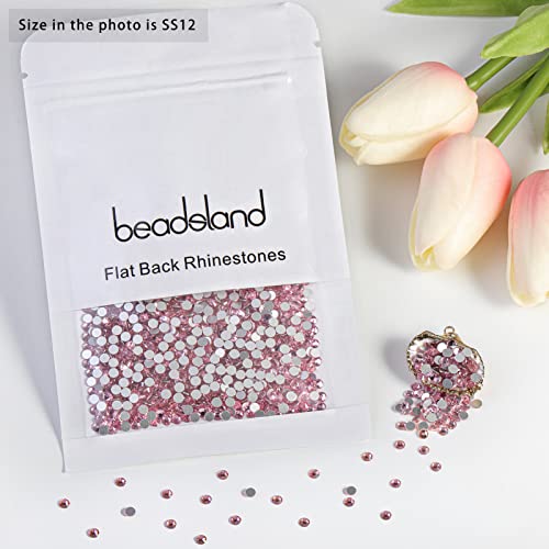 Image of Beadsland Flat Back Crystal Rhinestones Round Gems for Nail Art and Craft Glue Fix, Light Pink, 3.0-3.2mm, SS12 /1440pcs