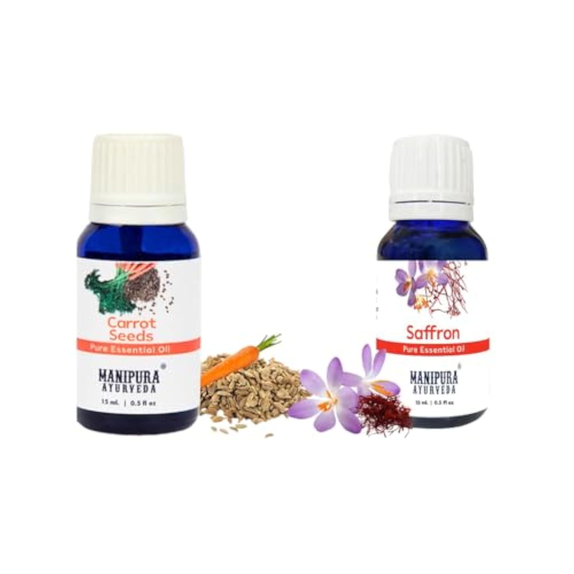 Carrot Seed & Saffron Essential Oil Combo Pack, 100% Pure
