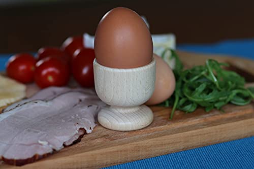 EFO Holz Eierbecher 4er Set | Handgefertigte Eierbecher aus naturbelassenem Holz | Ideal für Frühstück, Camping, Picknick oder Kinderküche | Robust, nachhaltig und zeitlos | Buchenholz – Bild 4