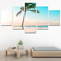 SIGNWIN 5 Panel Canvas Wall Art Multicolor Nature Neon Photography Trees Tropical for Home Decorations Ready to Hang - 60