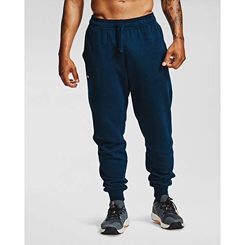 Under Armour Men's Rival Fleece Joggers , Academy Blue (408)/Onyx White , Large