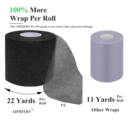Image of ADMITRY Pre Wrap Tape Athletic,3 Rolls X 22 Yards Blue Prewrap,Headbands for Hair,Foam Underwrap Sports Wrap