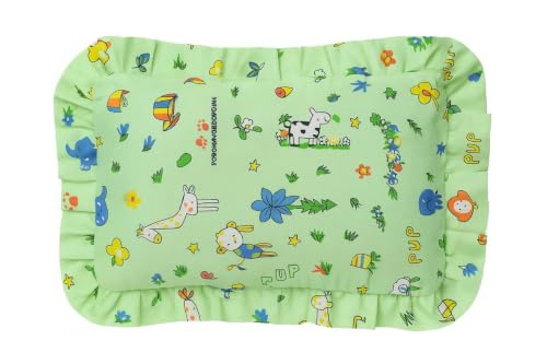Image of Baby Pillow Jungle Print Cotton Pillow with Mustard Seed Filling (Green)