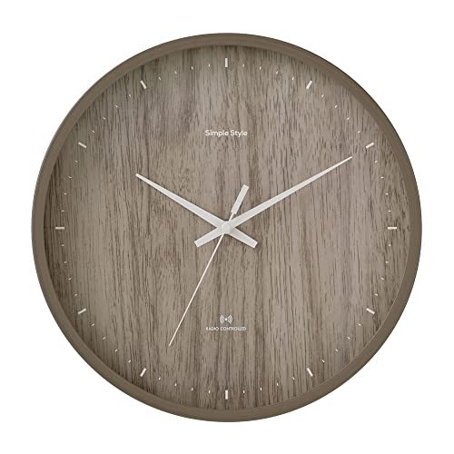 アイリスオーヤマ 壁掛け電波時計 ステップ秒針 直径30cm 全6カラー アナログ 電波 掛け時計 ACR01-30-T ブラウン