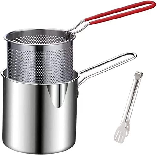 揚げ鍋 天ぷら鍋 揚げ鍋 小さいステンレス製揚げ物用鍋 小さいステンレス製揚げ物用鍋 揚げ鍋 片手 オイルスクリーン付 お手入れカンタン 家庭用 深型 揚げ物鍋