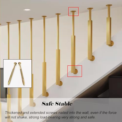 Rambarde d'escalier design en L avec barreaux dorés pour entrée et patio - 5