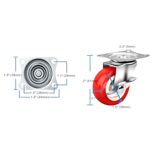 1.5 Roues de roulette de pouce, Roues à roulettes lourdes avec roulettes pivotantes de frein avec chlorure de polyvinyle (PVC) Roues, Roulettes à verrouillage rouge (12 Boîte)