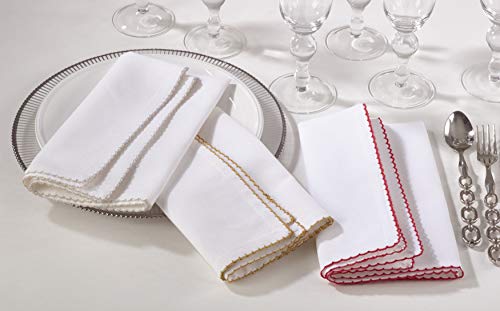 Saro Lifestyle 1442.GL20S 1442 Recotting Collection Whip Stitched Design Dinner Napkins thumb #1