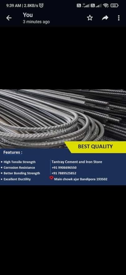 Koser Steel, Iron rods for Home use 50 kg Weight (9 mm)