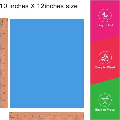 image for JANDJPACKAGING Baby Blue Heat Transfer Vinyl HTV - 10 Sheets Easy to W