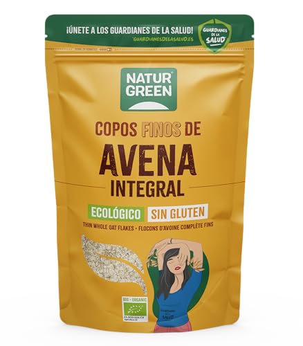 NaturGreen Copos de Avena Finos Sin Gluten BIO, Sin Lactosa, Producto Ecológico, 1 Kg