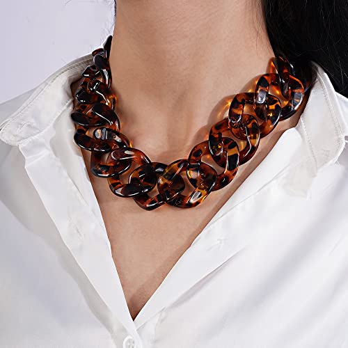 Jumwrit JUMWRIT-2021-ACRYLIC-2 Acrylic Necklace Tortoise Link Necklace Cuban Chain Necklace Leopard Print Necklace Punk Chain Choker Necklace thumb #1