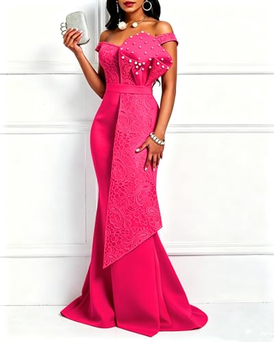 Image of Floor-Length Pearl Sleevelevess A-Line Women's Maxi Dress Long Dress