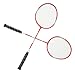 plplaaoo Badminton Racquet Double Rackets Primary Badminton Racket Ferroalloy Integrated Nylon Handle Red 2Pcs Set for Beginners and Casual Players