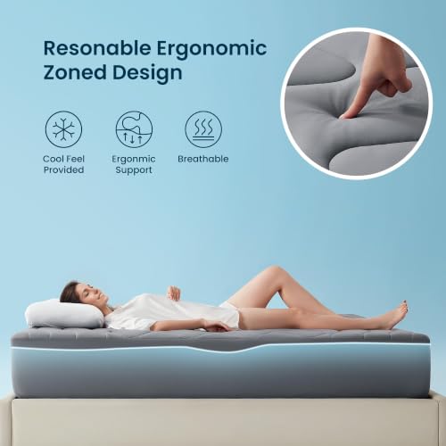 Sleep Zone Cooling Mattress Pad Twin, Support Mattress Topper, Breathable and Soft Mattress Protector, Deep Pocket Bed Cover, Machine Washable (Dark Grey, Twin) - image 5