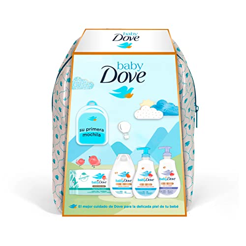 Dove Baby Mochila Set de Baño de Bebé Loción Corporal Hidratación Profunda 400 ml + Gel de Baño Hidratación Profunda 400 ml + Toallitas Biodegradables 75 unidades + Gel Hidratación Profunda 400ml