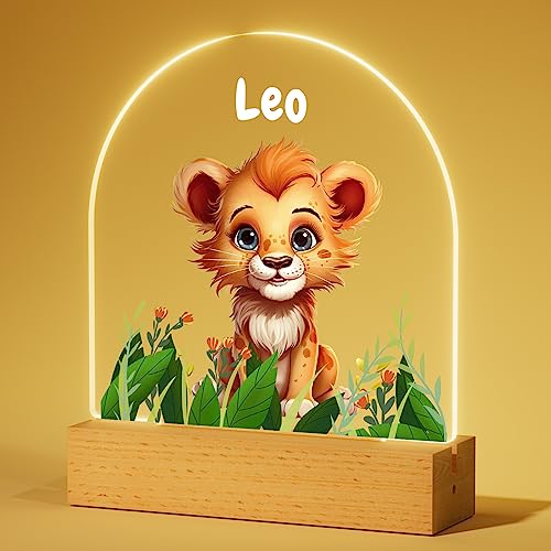 Lámpara de noche acrílica personalizada con luz león miniatura 1