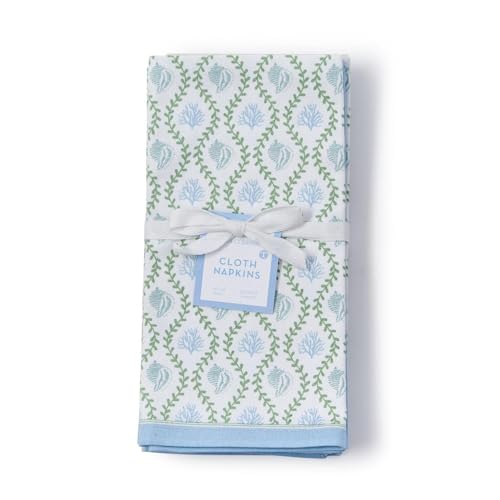 Servilletas de Tela Estampado Coral Azul 20 Pulg, Pack 4 miniatura 4