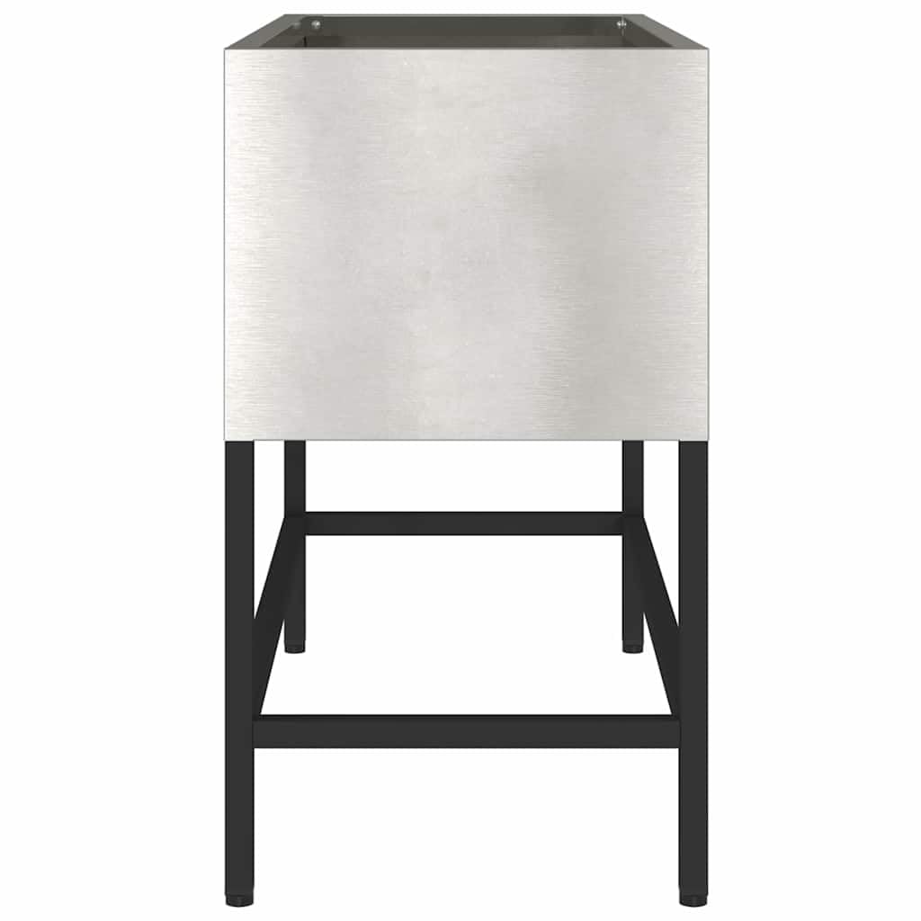Hothingwell Podwyższona taca ogrodowa srebrna 60x26x45 cm stal nierdzewna | Nowoczesna konstrukcja, odporna na warunki atmosferyczne, łatwa do czyszczenia, prosty montaż za pomocą śrubokręta