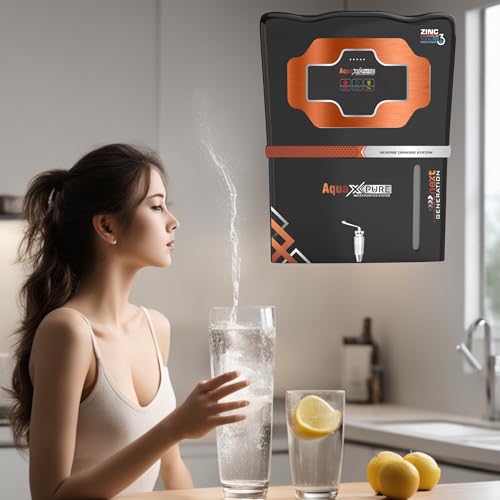 Image of Aqua X pure Black RO+UV+UF water purifier | Copper & Zinc Mineral booster | 20 LPH water purification |12 Liter Tank |Smart LED indicator | 1 Year warranty