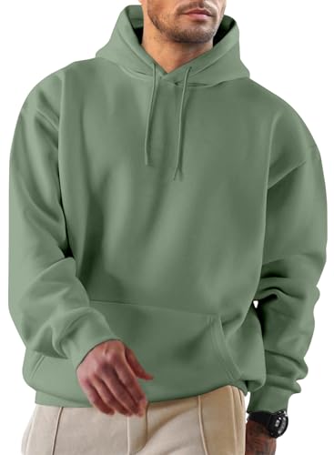 Image of JMIERR Mens Fleece Lined Hoodie Pullover Drawstring Pocket Winter Warm | Cozy fleece-lined pullover, adjustable drawstring hood, kangaroo pocket, regular fit, machine wash