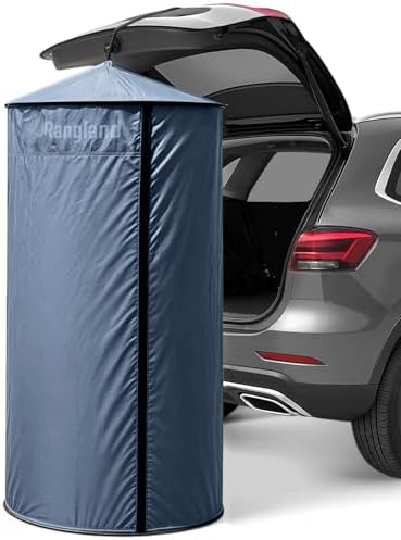Rangland Instant Changing Tent for SUV Trunk, Easy Pop-Up Privacy Shelter with Liftgate Suction Pod - Portable Dressing Room for Beach, Outdoor Camping Shower, Toilet (Carry-Bag Included), Blue