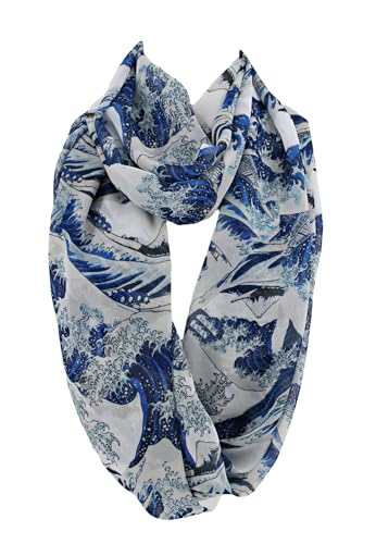 Etwoa The Great Wave off Kanagawa Infinity scarf Katsushika Hokusai Circle scarf Loop Scarf