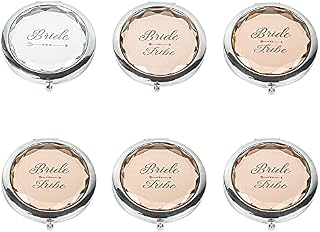 JEKUGOT 6 Pocket Sized Bride Makeup Mirrors For Hen Party, Bridal Parties, Team Brides, Bridesmaids Proposal Gifts.