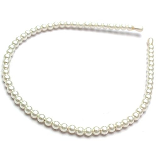Ashiana Non-Precious Metal White Pearl Hair Band for Women