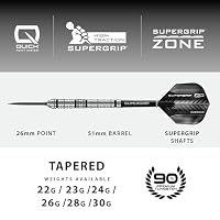 Harrows SuperGrip QP Tapered 90% Tungsten Darts | Steeltip Darts Set mit Quick Point Wechselsystem | 22g, 23g, 24g, 26g, 28g & 30g | Inkl. Supergrip Shafts & 100-Mikron Flights (26g) – Ansicht 3