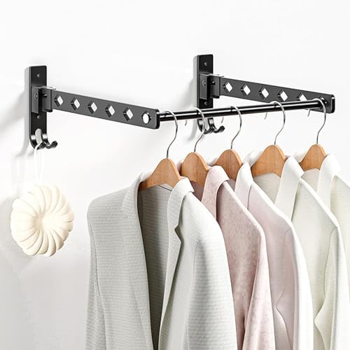 Drying Rack Wall Mounted, 180° Swivel Wall Mounted Clothes Dryer Garment Rack, Wall Mounted Clothes Hanger Aluminum Alloy Hanging Shelves for Balcony and Bathroom,2 a +