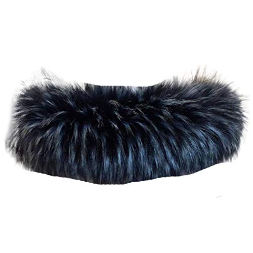 Tngan Faux Fur Collar Scarf Hood Trim Neck Warmer for Winter Coat Jacket Parka Black&White 60cm